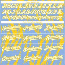 Загрузить изображение в средство просмотра галереи, Custom Light Blue White-Yellow 3D Pattern Design Splatter Torn Sharp Brush Stroke Authentic Baseball Jersey