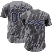 Charger l'image dans la galerie, Custom Steel Gray Navy-Gray 3D Pattern Design Splatter Torn Sharp Brush Stroke Authentic Baseball Jersey