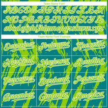 Charger l'image dans la galerie, Custom Teal Neon Green-White 3D Pattern Design Splatter Torn Sharp Brush Stroke Authentic Baseball Jersey