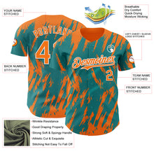Load image into Gallery viewer, Custom Teal Bay Orange-White 3D Pattern Design Splatter Torn Sharp Brush Stroke Authentic Baseball Jersey