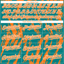 Load image into Gallery viewer, Custom Teal Bay Orange-White 3D Pattern Design Splatter Torn Sharp Brush Stroke Authentic Baseball Jersey