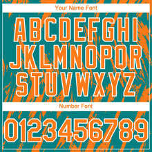 Load image into Gallery viewer, Custom Teal Bay Orange-White 3D Pattern Design Splatter Torn Sharp Brush Stroke Authentic Baseball Jersey