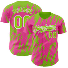 Charger l'image dans la galerie, Custom Pink Neon Green-White 3D Pattern Design Splatter Torn Sharp Brush Stroke Authentic Baseball Jersey