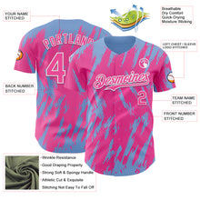 Charger l'image dans la galerie, Custom Pink White-Light Blue 3D Pattern Design Splatter Torn Sharp Brush Stroke Authentic Baseball Jersey