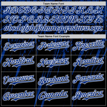 Load image into Gallery viewer, Custom Black Royal-White Distressed Scratch Brush Stroke Authentic Baseball Jersey