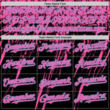 Load image into Gallery viewer, Custom Black Pink-Light Blue Distressed Scratch Brush Stroke Authentic Baseball Jersey