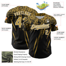Загрузить изображение в средство просмотра галереи, Custom Black Old Gold-White Distressed Scratch Brush Stroke Authentic Baseball Jersey