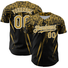 Загрузить изображение в средство просмотра галереи, Custom Black Old Gold-White Distressed Scratch Brush Stroke Authentic Baseball Jersey