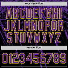 Load image into Gallery viewer, Custom Black Purple-Yellow Distressed Scratch Brush Stroke Authentic Baseball Jersey