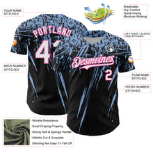 Load image into Gallery viewer, Custom Black White Light Blue-Pink Distressed Scratch Brush Stroke Authentic Baseball Jersey