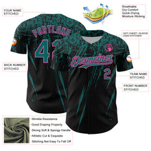 Load image into Gallery viewer, Custom Black Teal-Pink Distressed Scratch Brush Stroke Authentic Baseball Jersey