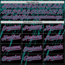 Load image into Gallery viewer, Custom Black Teal-Pink Distressed Scratch Brush Stroke Authentic Baseball Jersey
