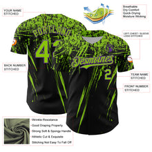 Загрузить изображение в средство просмотра галереи, Custom Black Neon Green-Purple Distressed Scratch Brush Stroke Authentic Baseball Jersey
