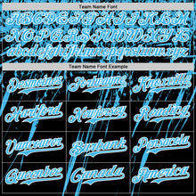Load image into Gallery viewer, Custom Black Sky Blue-White Distressed Scratch Brush Stroke Authentic Baseball Jersey