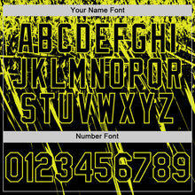 Laden Sie das Bild in den Galerie-Viewer, Custom Black Neon Yellow Distressed Scratch Brush Stroke Authentic Baseball Jersey