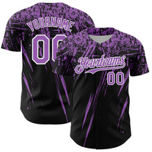 Загрузить изображение в средство просмотра галереи, Custom Black Medium Purple-White Distressed Scratch Brush Stroke Authentic Baseball Jersey