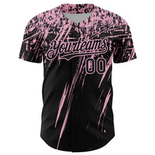 Laden Sie das Bild in den Galerie-Viewer, Custom Black Light Pink Distressed Scratch Brush Stroke Authentic Baseball Jersey