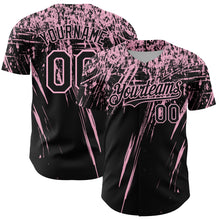 Laden Sie das Bild in den Galerie-Viewer, Custom Black Light Pink Distressed Scratch Brush Stroke Authentic Baseball Jersey