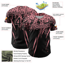 Load image into Gallery viewer, Custom Black Medium Pink Distressed Scratch Brush Stroke Authentic Baseball Jersey