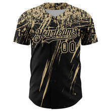 Charger l'image dans la galerie, Custom Black Vegas Gold Distressed Scratch Brush Stroke Authentic Baseball Jersey