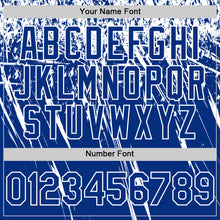 Laden Sie das Bild in den Galerie-Viewer, Custom Royal White Distressed Scratch Brush Stroke Authentic Baseball Jersey