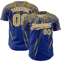 Charger l'image dans la galerie, Custom Royal Old Gold-White Distressed Scratch Brush Stroke Authentic Baseball Jersey