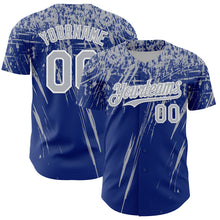 Load image into Gallery viewer, Custom Royal Gray-White Distressed Scratch Brush Stroke Authentic Baseball Jersey