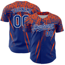 Charger l'image dans la galerie, Custom Royal Orange-White Distressed Scratch Brush Stroke Authentic Baseball Jersey