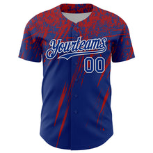 Загрузить изображение в средство просмотра галереи, Custom Royal Red-White Distressed Scratch Brush Stroke Authentic Baseball Jersey