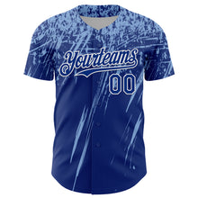 Charger l'image dans la galerie, Custom Royal Light Blue-White Distressed Scratch Brush Stroke Authentic Baseball Jersey