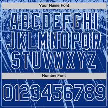 Charger l'image dans la galerie, Custom Royal Light Blue-White Distressed Scratch Brush Stroke Authentic Baseball Jersey