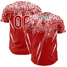Charger l'image dans la galerie, Custom Red White Distressed Scratch Brush Stroke Authentic Baseball Jersey