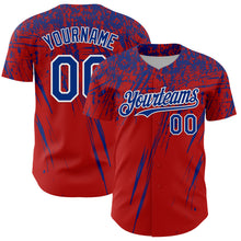 Charger l'image dans la galerie, Custom Red Royal-White Distressed Scratch Brush Stroke Authentic Baseball Jersey