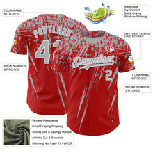 Laden Sie das Bild in den Galerie-Viewer, Custom Red Gray-White Distressed Scratch Brush Stroke Authentic Baseball Jersey