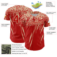 Загрузить изображение в средство просмотра галереи, Custom Red Cream Distressed Scratch Brush Stroke Authentic Baseball Jersey