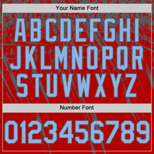 Загрузить изображение в средство просмотра галереи, Custom Red Light Blue-Steel Gray Distressed Scratch Brush Stroke Authentic Baseball Jersey