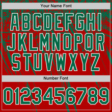 Load image into Gallery viewer, Custom Red Kelly Green-White Distressed Scratch Brush Stroke Authentic Baseball Jersey