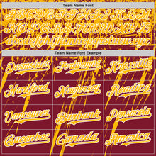 Загрузить изображение в средство просмотра галереи, Custom Crimson Gold-White Distressed Scratch Brush Stroke Authentic Baseball Jersey