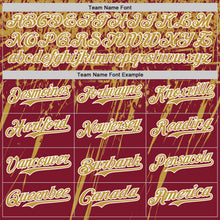 Load image into Gallery viewer, Custom Crimson Old Gold-White Distressed Scratch Brush Stroke Authentic Baseball Jersey