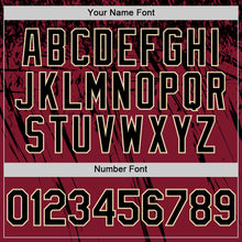 Загрузить изображение в средство просмотра галереи, Custom Crimson Black-Cream Distressed Scratch Brush Stroke Authentic Baseball Jersey