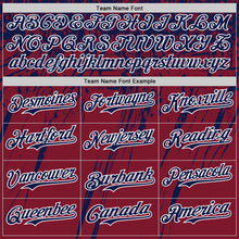 Load image into Gallery viewer, Custom Crimson Navy-White Distressed Scratch Brush Stroke Authentic Baseball Jersey