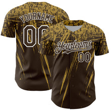 Charger l'image dans la galerie, Custom Brown Old Gold-White Distressed Scratch Brush Stroke Authentic Baseball Jersey