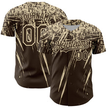 Charger l'image dans la galerie, Custom Brown Cream Distressed Scratch Brush Stroke Authentic Baseball Jersey