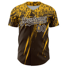Charger l'image dans la galerie, Custom Brown Gold-White Distressed Scratch Brush Stroke Authentic Baseball Jersey
