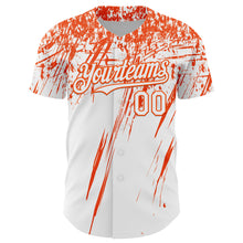 Charger l'image dans la galerie, Custom White Orange Distressed Scratch Brush Stroke Authentic Baseball Jersey