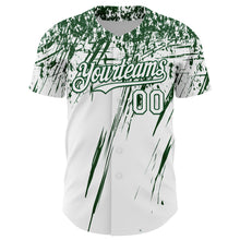 Load image into Gallery viewer, Custom White Green Distressed Scratch Brush Stroke Authentic Baseball Jersey