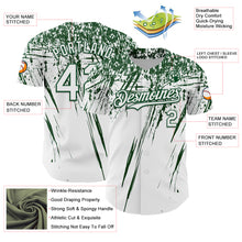 Load image into Gallery viewer, Custom White Green Distressed Scratch Brush Stroke Authentic Baseball Jersey