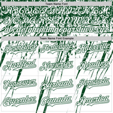 Load image into Gallery viewer, Custom White Green Distressed Scratch Brush Stroke Authentic Baseball Jersey