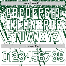 Load image into Gallery viewer, Custom White Green Distressed Scratch Brush Stroke Authentic Baseball Jersey