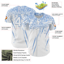 Load image into Gallery viewer, Custom White Light Blue Distressed Scratch Brush Stroke Authentic Baseball Jersey